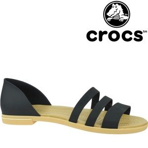 Crocs Women’s Tulum Open Flat Ladies Shoes Sandals Slip On Black Size 7W